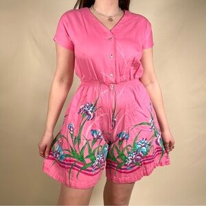 Vintage 80s Hilo Hattie’s pink tropical romper
